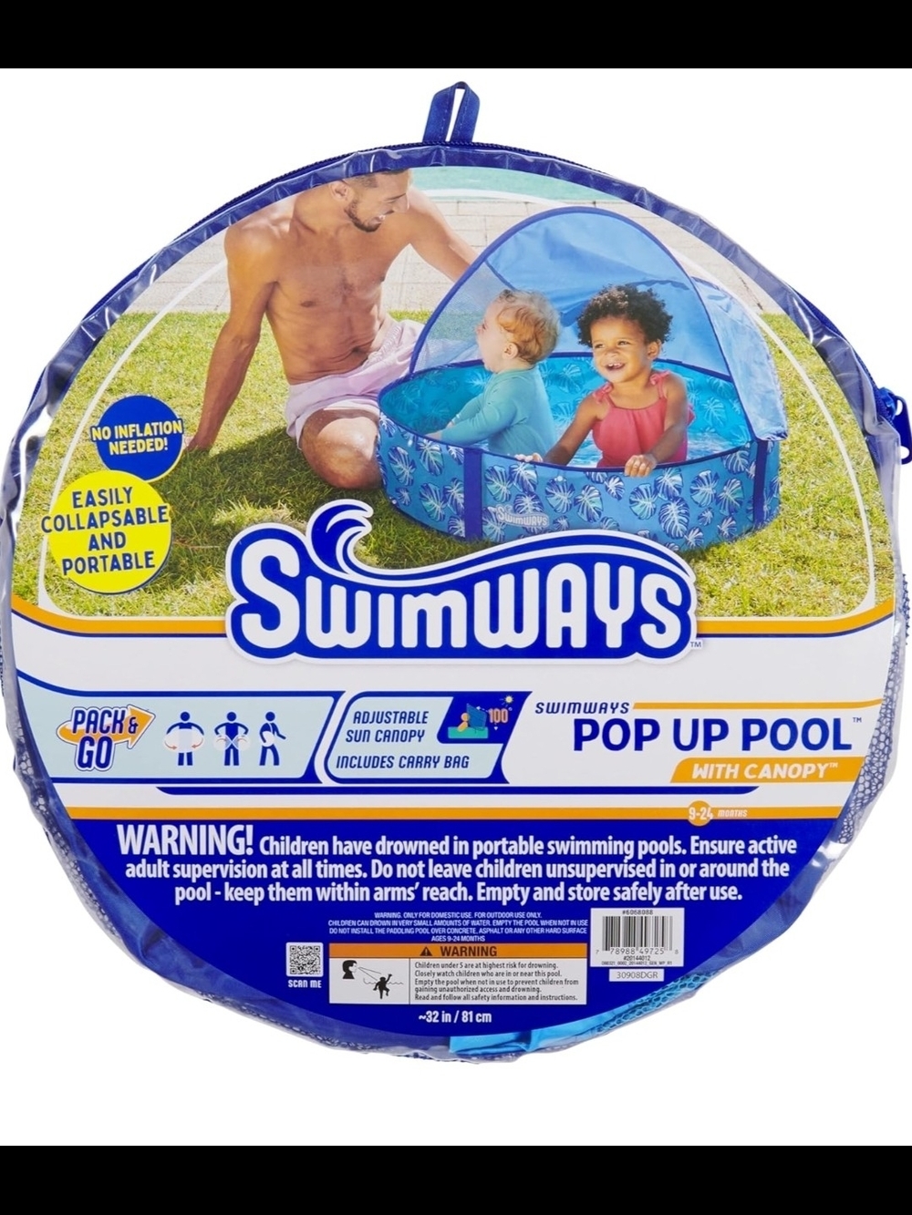 SwimWays Blue Pop Up Pool with Canopy for Kids